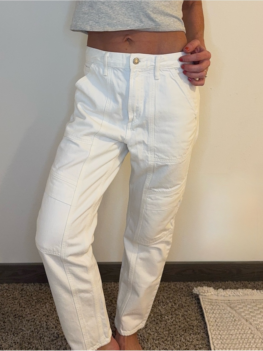 AGOLDE Cooper Cargo Jeans White Size 26 Utility Straight Leg Pants